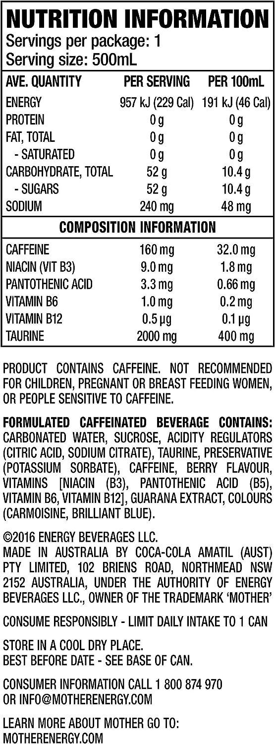 Mother Energy Drink Frosty Berry Cans 24 x 500 ml