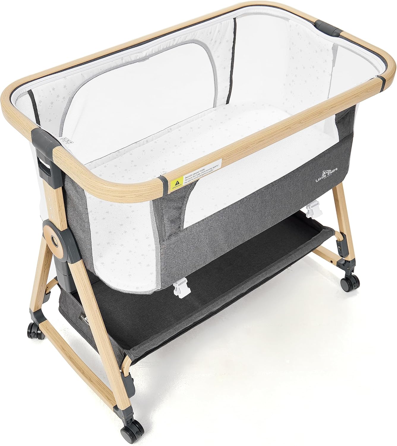 Baby Bassinet Airflow Co-Sleeper, Rocking Crib with Mosquito net - Grey