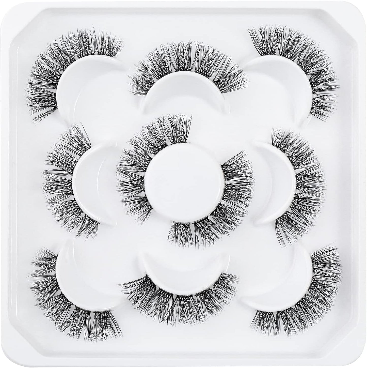 Eyelashes Russian Volume Fluffy Strip Lashes 5 Pairs Manga Natural looking Wispy C/D Curly False Eyelashes