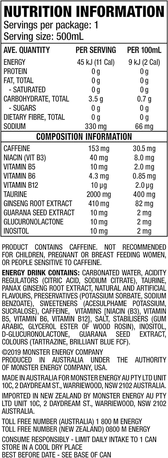 Monster Energy Drink Ultra Paradise Green Cans 24 x 500 mL