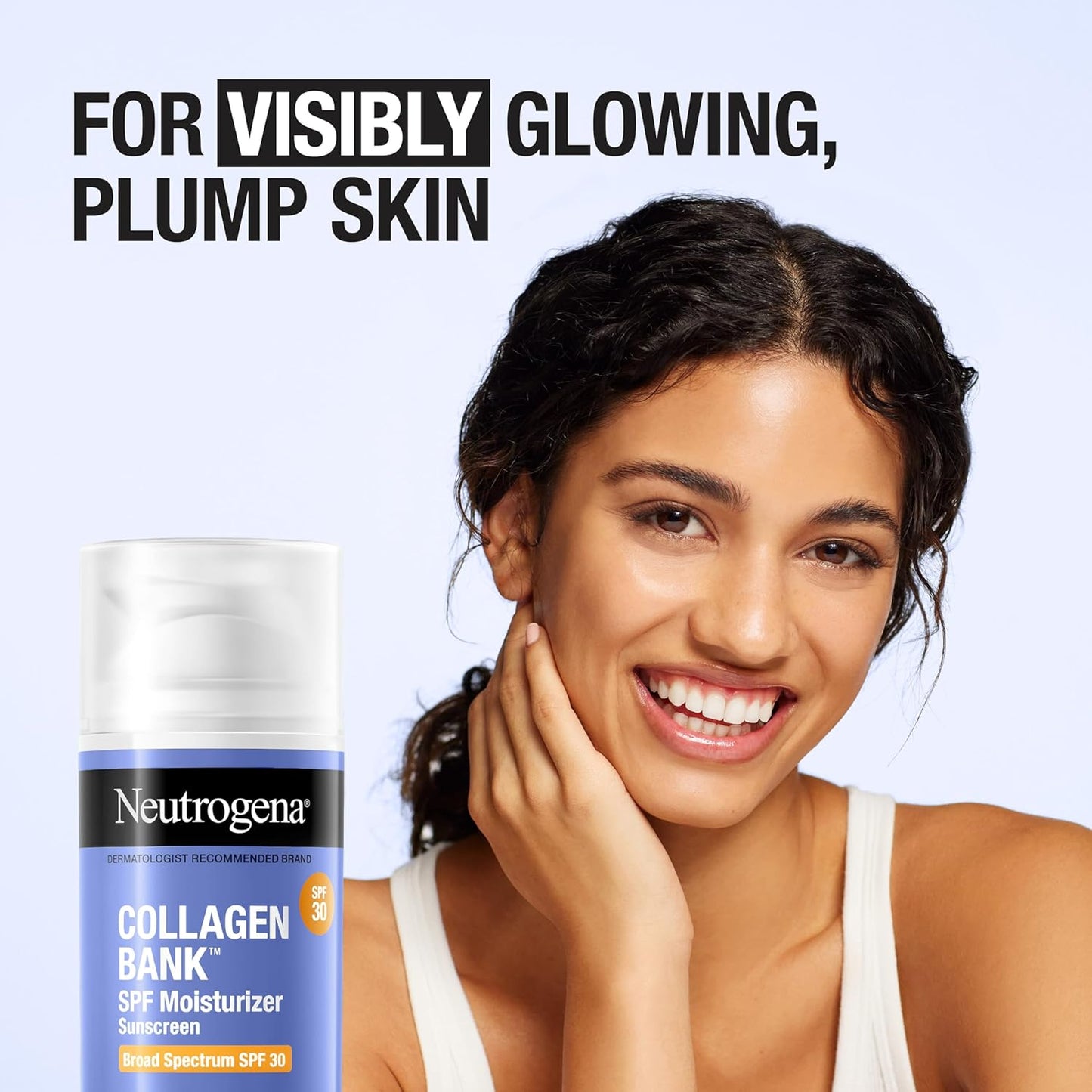 Neutrogena Collagen Bank Facial Moisturizer, SPF 30, Daily Collagen Face Moisturizer + Bakuchiol for Visibly Glowing, Plump Skin, Non-Comedogenic, Lightweight & Fragrance-Free, 2 fl. oz