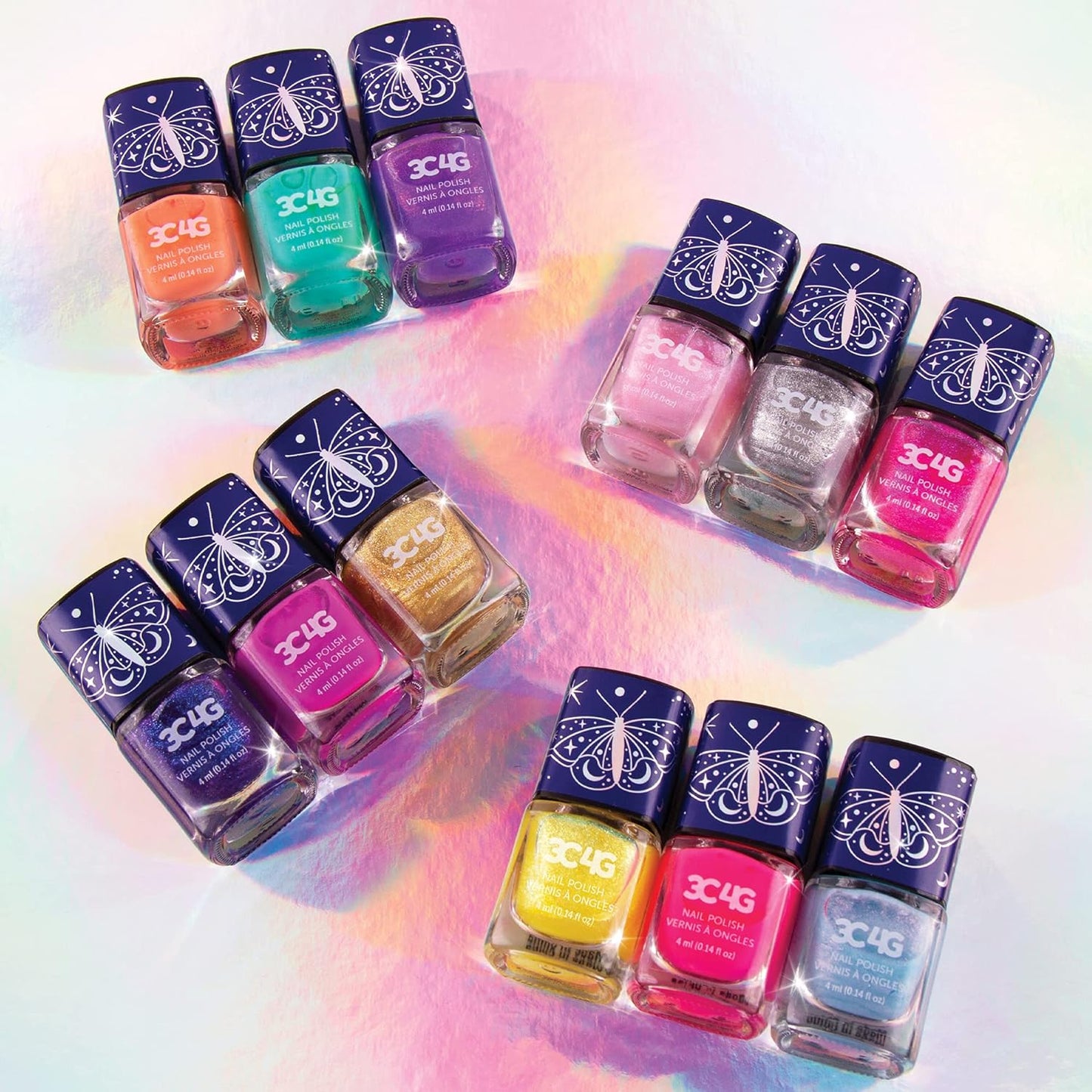 3C4G THREE CHEERS FOR GIRLS - Celestial 12-Pack Nail Polish Tower - Nail Polish Set for Girls and Teens - Includes 12 Vibrant Colors - Non-Toxic Nail Polish for Kids - Ages 8+