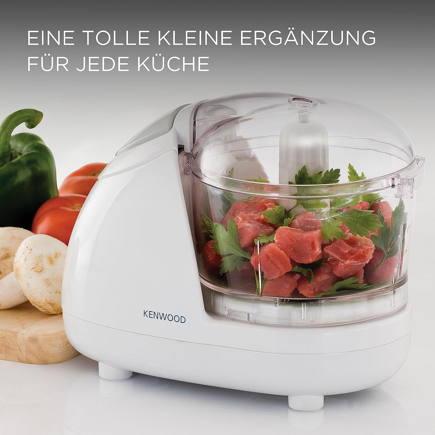 Kenwood Mini Chopper, 0.35 Litre Dishwasher Safe Bowl, 2 Speeds, Rubber Feet for Food Chopper Stability, 300 W, CH180B, White