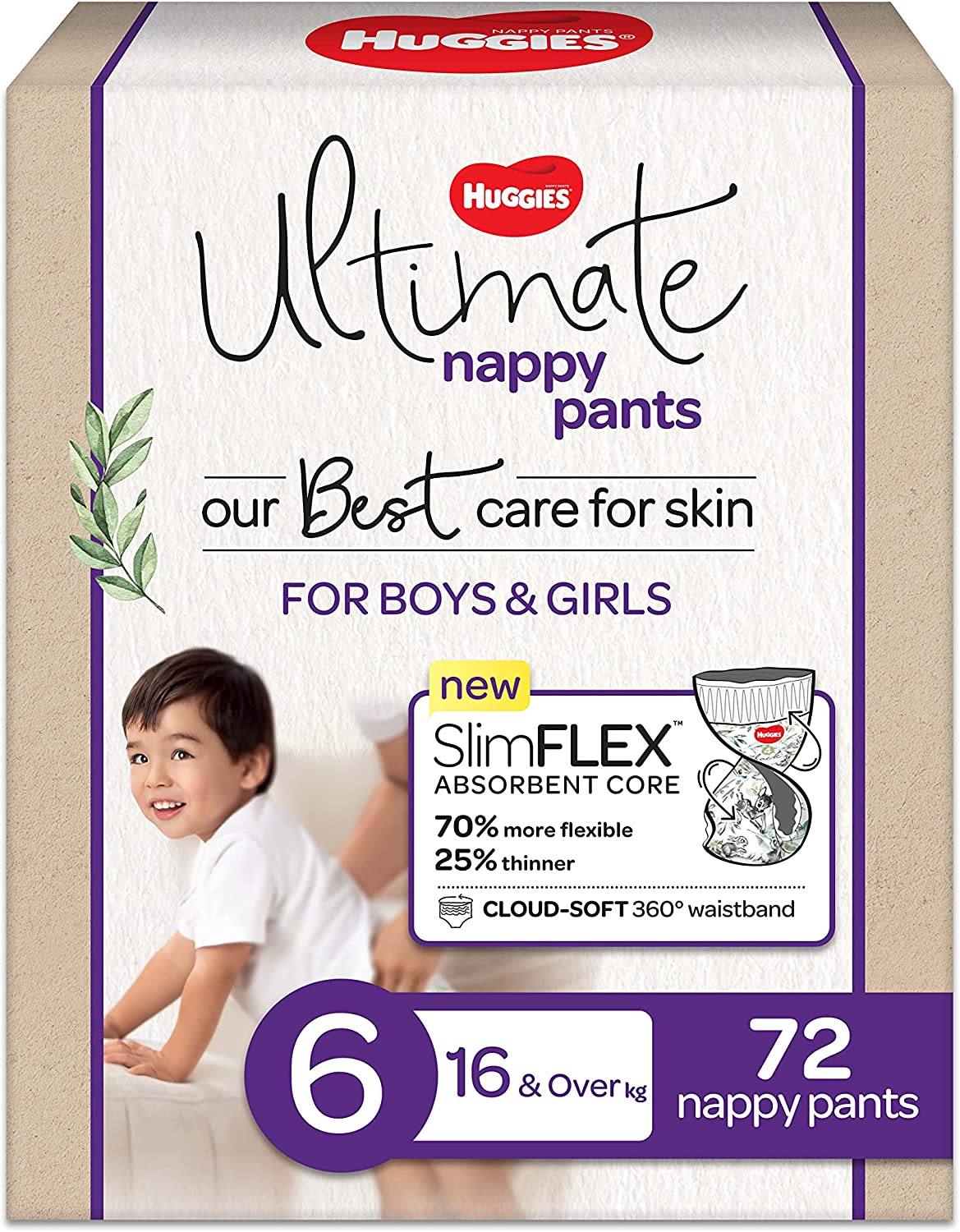 HUGGIES Ultimate Nappy Pants Size 6 for a best care of skin (16kg & Over) 72 pack