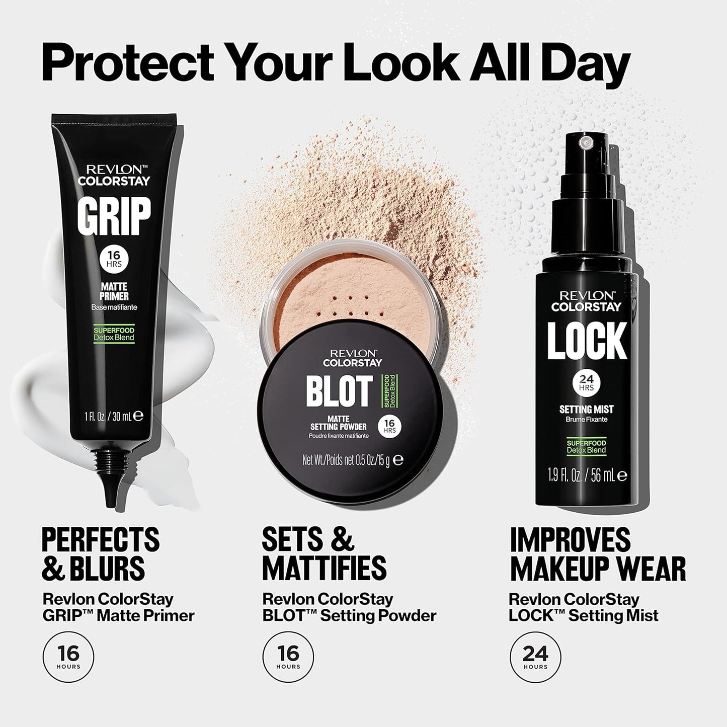 Revlon Colorstay 24 Hr Lock Setting Mist, Keeps Face Makeup from Melting & Fading, Mattifying, Blurring & Oil Absorbing Face Spray, Transfer-proof & Mask Friendly, 1.9 fl oz.