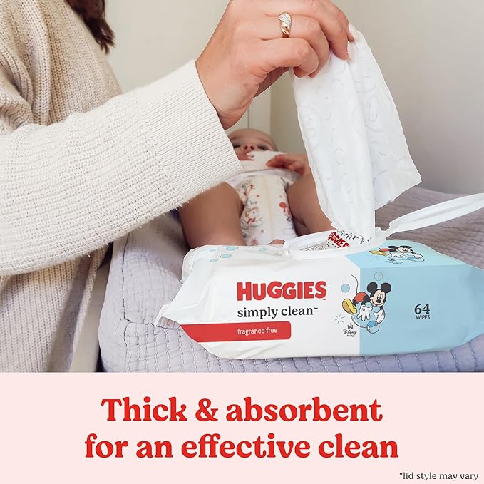 Huggies Simply Clean Unscented Baby Wipes, 11 Flip Lid Packs (704 Wipes Total)