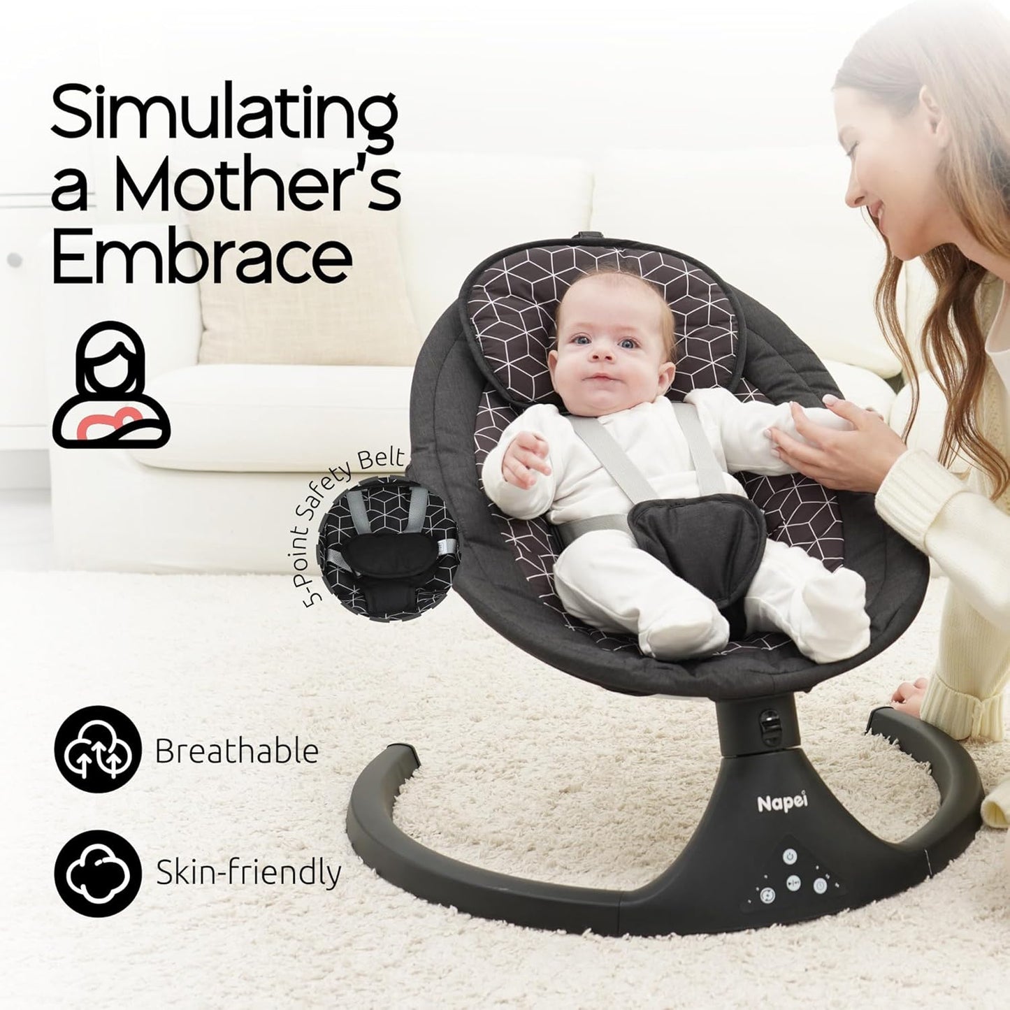 Baby Swing for Infants to Toddler,Electric Baby Swing and Bouncer,Bluetooth Infant Swing