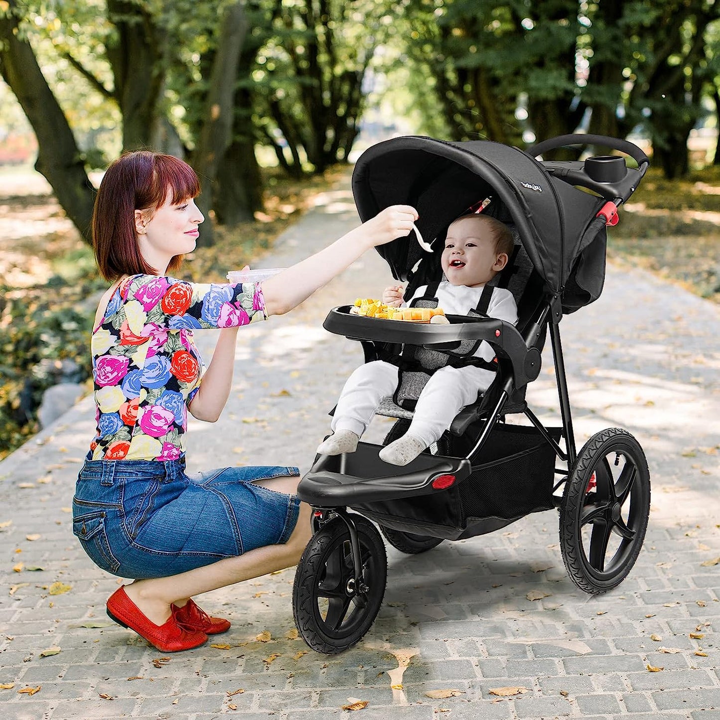 Baby Jogging Stroller, Lightweight Baby Stroller Jogger with Adjustable Canopy & Backrest