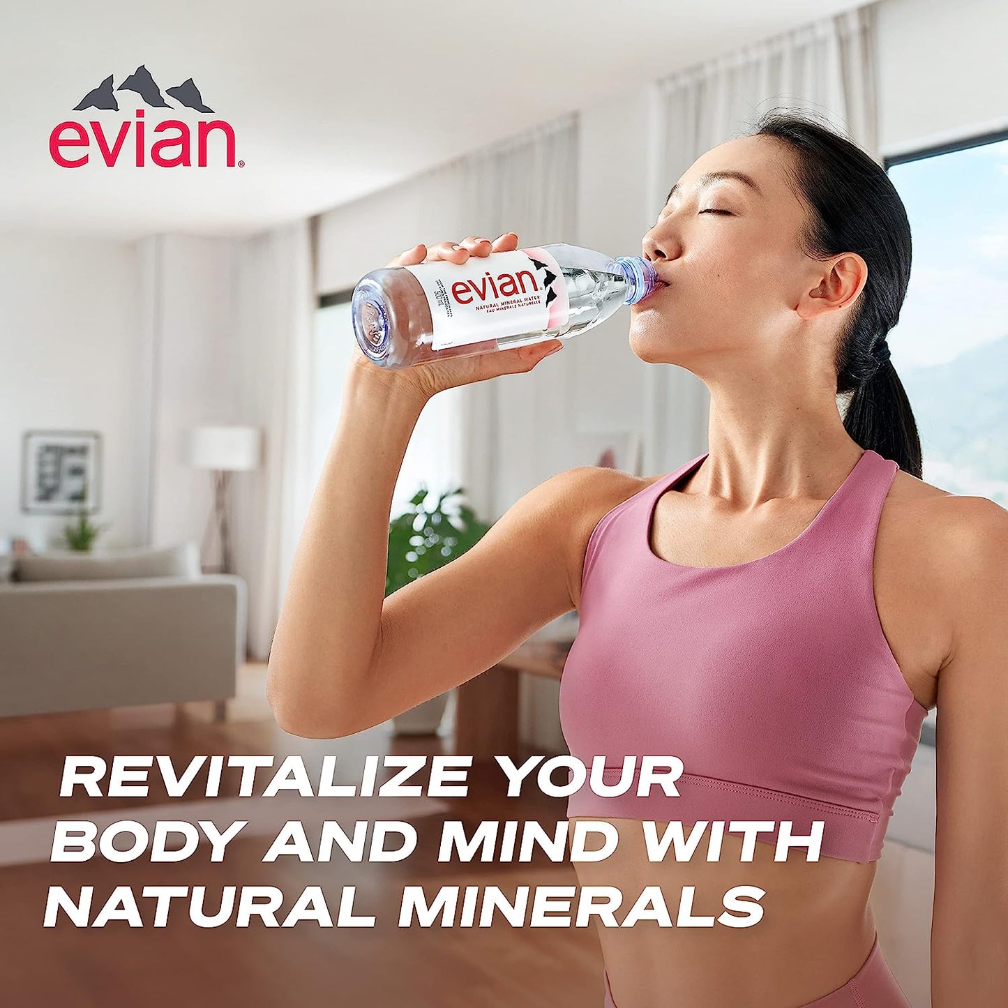 Evian Natural Mineral Water Bottles, 24 x 330ml