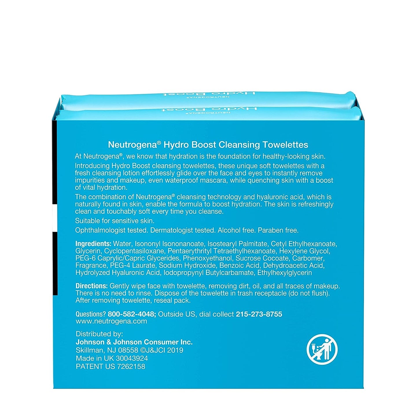 Hydro Boost Facial Cleansing Towelettes + Hyaluronic Acid, Hydrating Makeup Remover Face Wipes Remove Dirt & Waterproof Makeup, Hypoallergenic, 100% Plant-Based Cloth, 2 x 25 ct