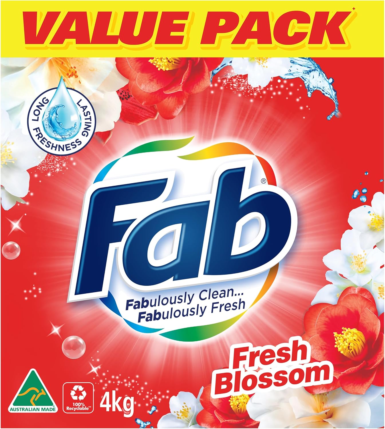 Roll over image to zoom in Fab Fresh Blossoms, Laundry Detergent Washing Powder, 4 Kilograms