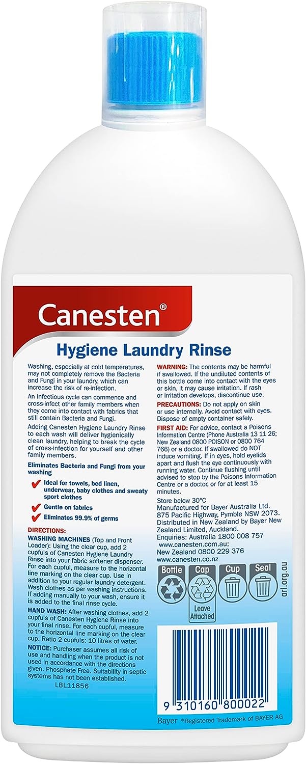 Canesten Antibacterial and Antifungal Hygiene Laundry Rinse, Eliminates Bacteria and Fungi from Your Washing, 1 Ltr