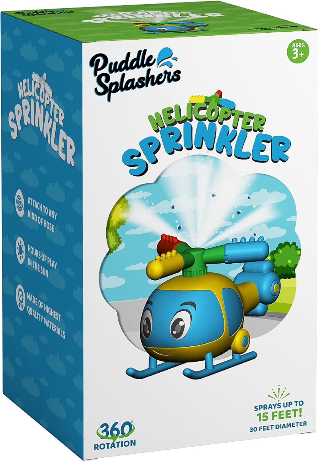 Helicopter Water Sprinkler for Kids, Spinning Sprinkler for Yard, Sprays Water 15 Feet High for Summer Outdoor Play