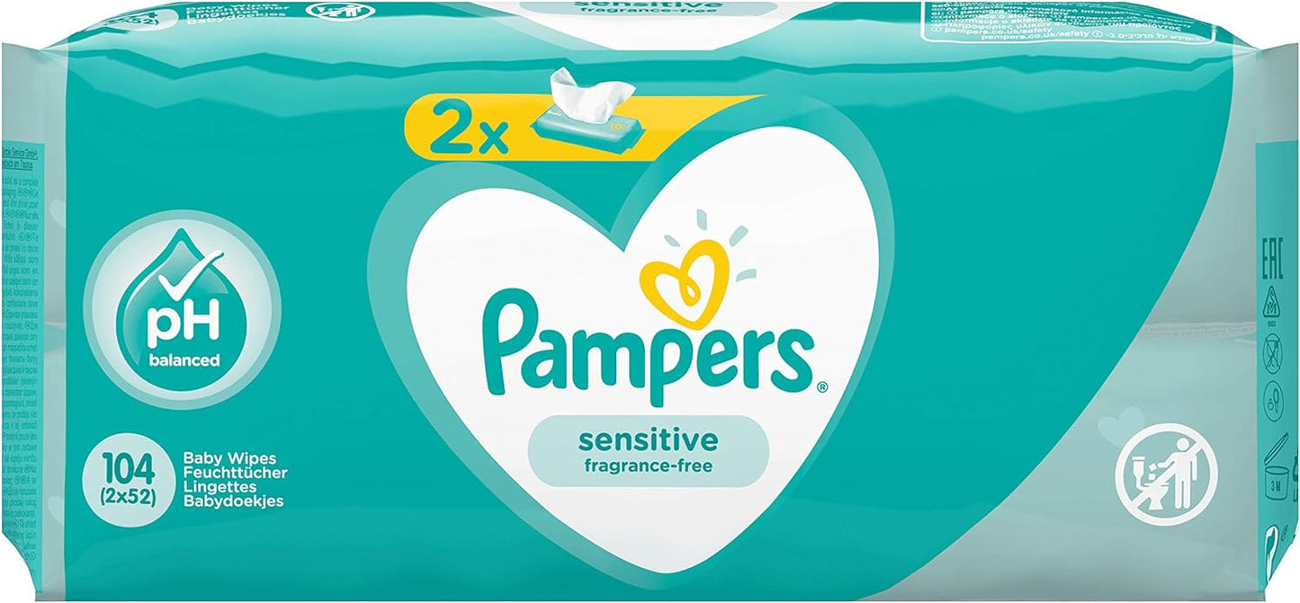 Pampers 81687189 Sensitive Baby Wipes, White
