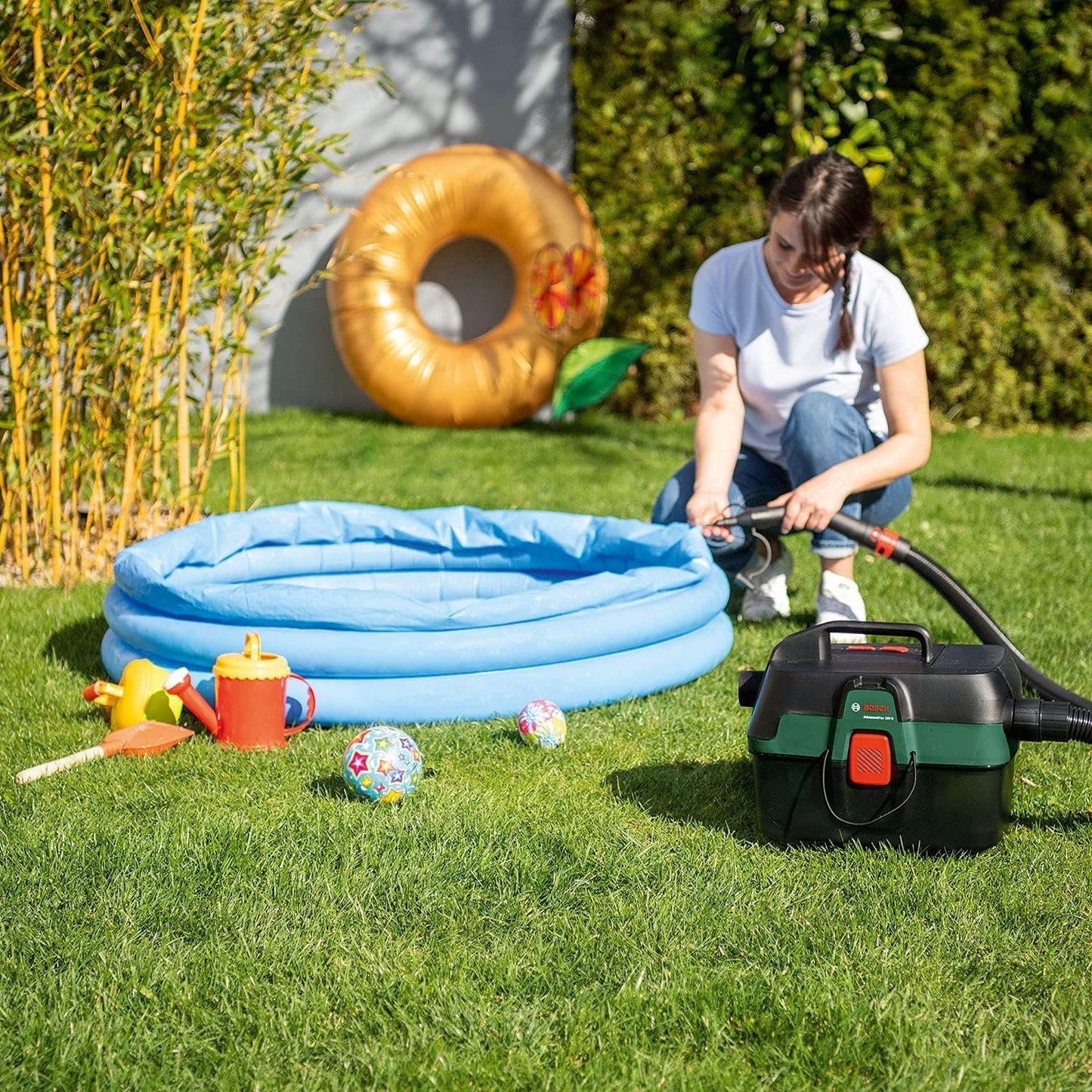Bosch Home & Garden 18V Cordless Wet and Dry Vacuum Cleaner Without Battery, Vac + Inflator /Blower Function, with Accessory Set (AdvancedVac 18V-8)
