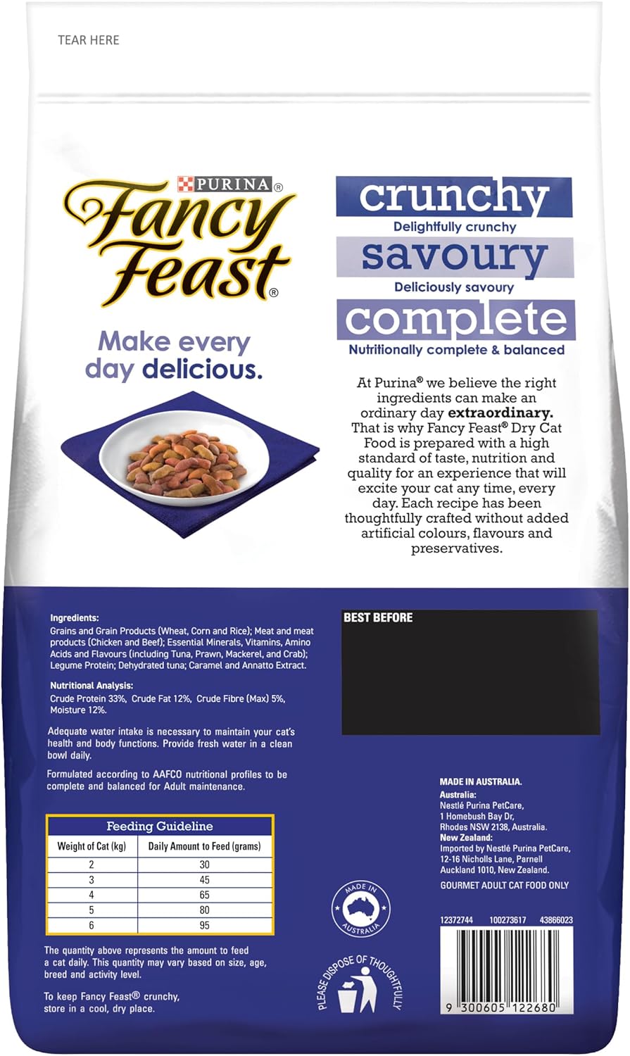 FANCY FEAST Adult Tuna Prawn Mackerel and Crab Flavour Dry Cat Food 1.4kg
