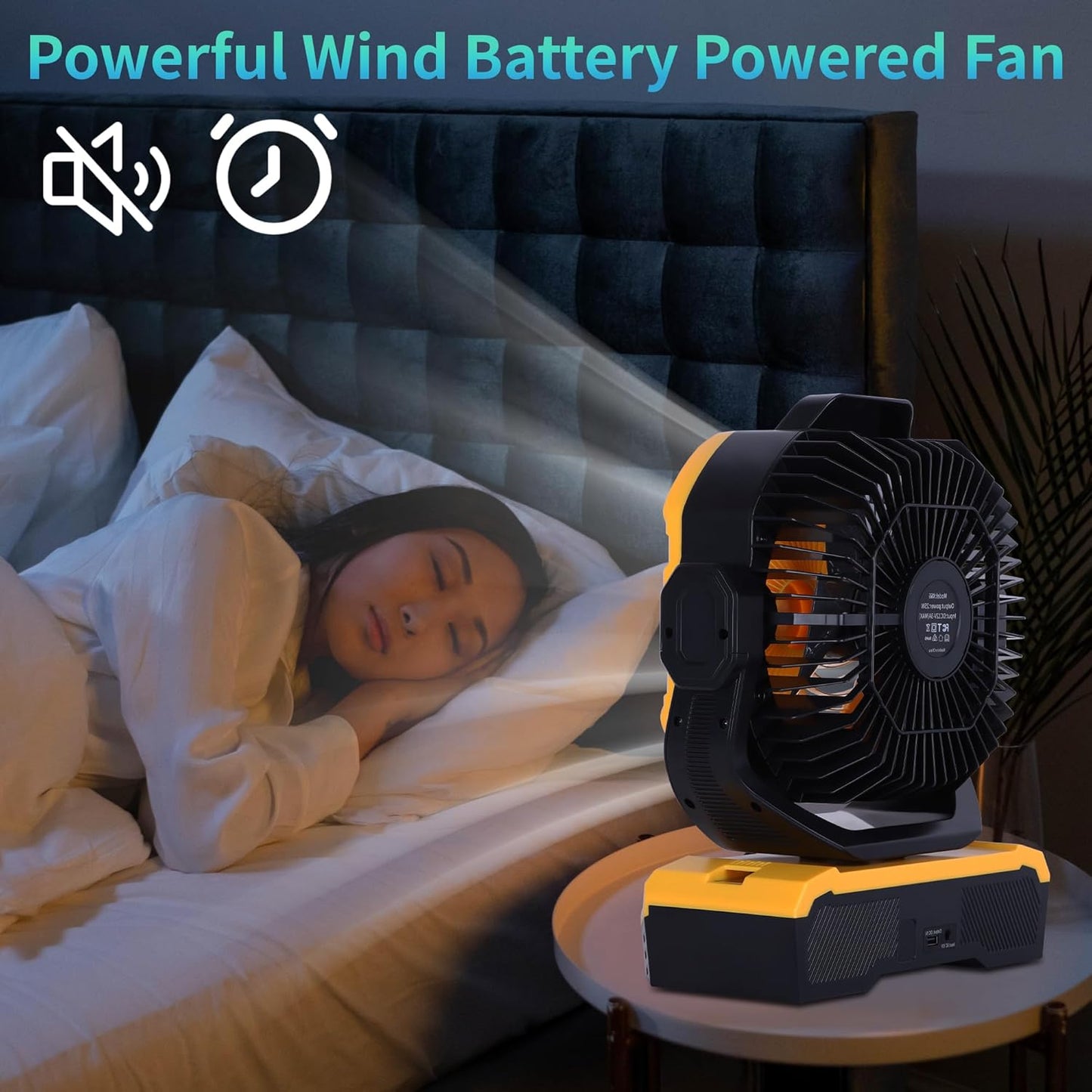40000mAh Large Battery Powered Fan, Powerful Airflow Battery Operated Fan Air Circulator Fan for Bedroom,Quiet & 360°Auto Oscillating Fan Rechargeable Fan Portable Camping Fan with LED Light (RGBW)