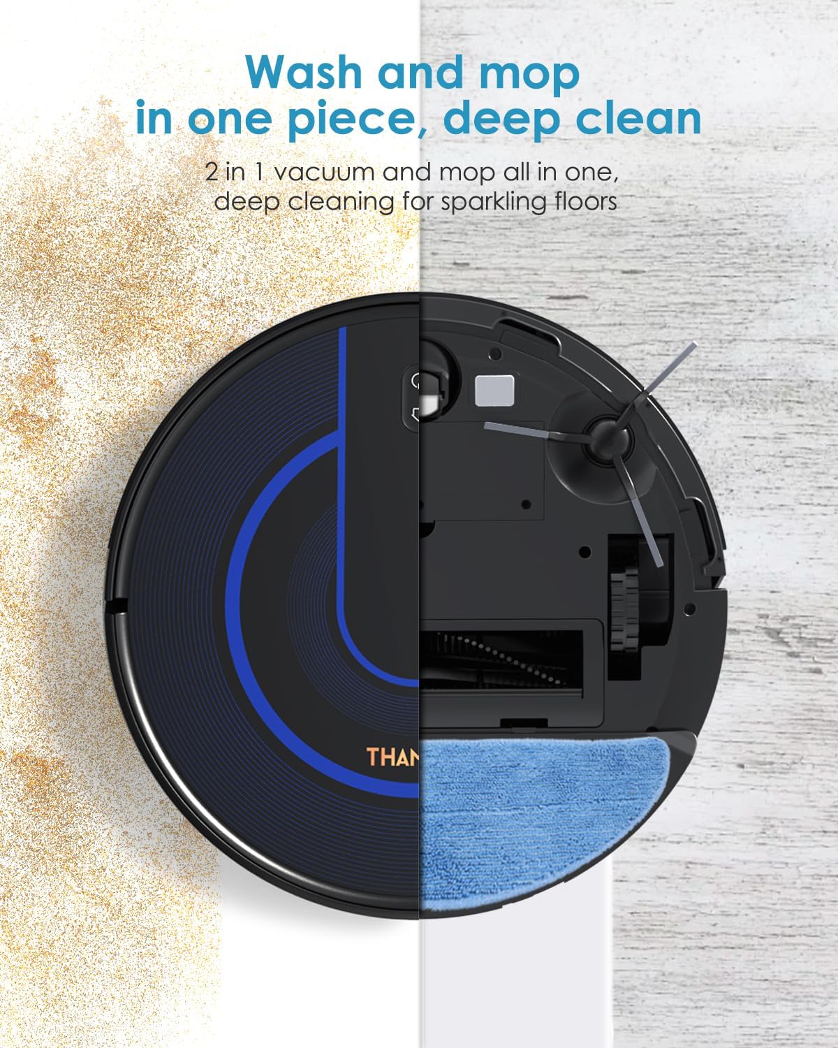 Robotic Vacuum with Mop, LIDAR Navigation Equiped Robot Vacuum Cleaner for Pet Hair,Automatically Avoids Obstacles