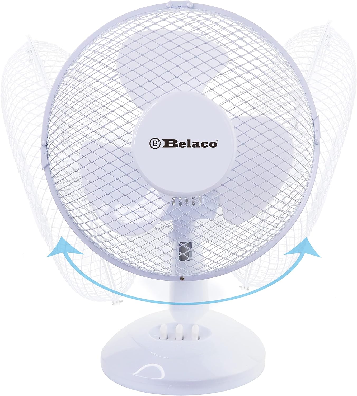 Belaco 9inch Table Fan Desk Fan with 2 Speed Oscillating cooling fan Stand Fan Low Noise Strong Resistant Base BLTF25