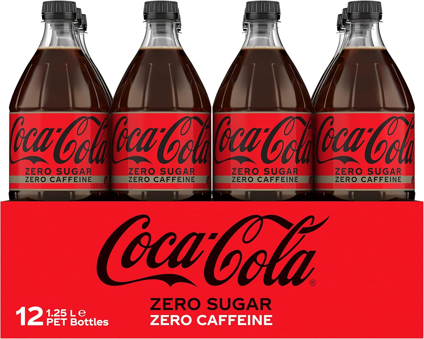 Coca-Cola Zero Sugar Caffeine Free Soft Drink Multipack Bottles 12 x 1.25L
