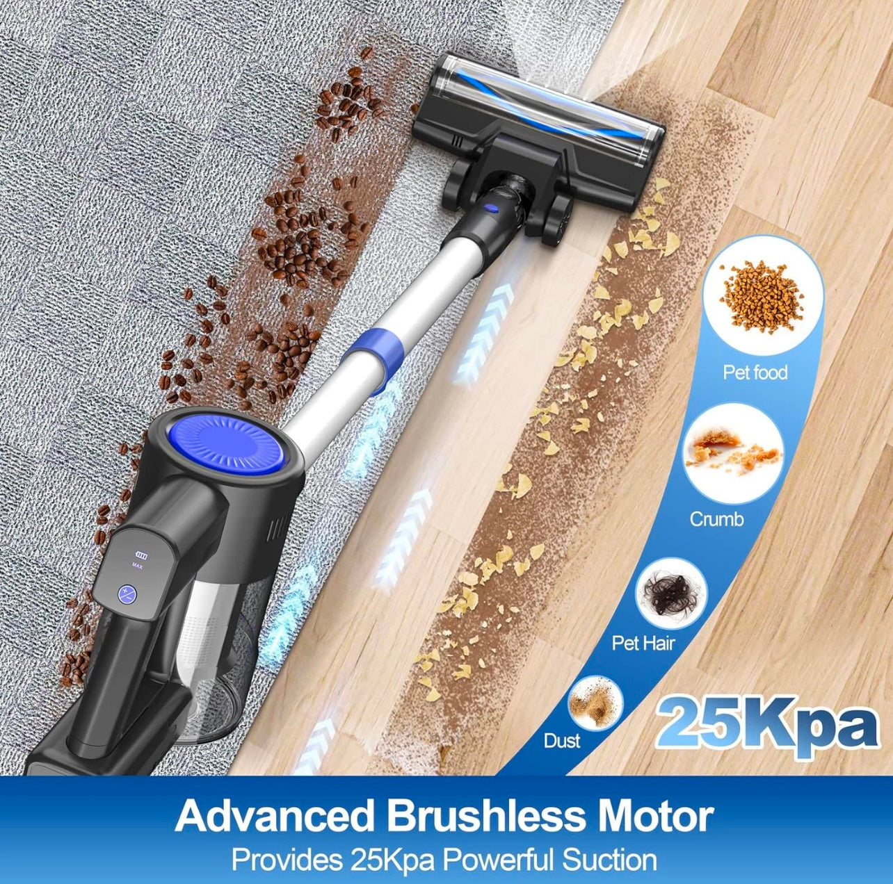 Powerful Wireless Vacuum Cleaner 2200mah BLDC 250w Rechargeable Vacuum