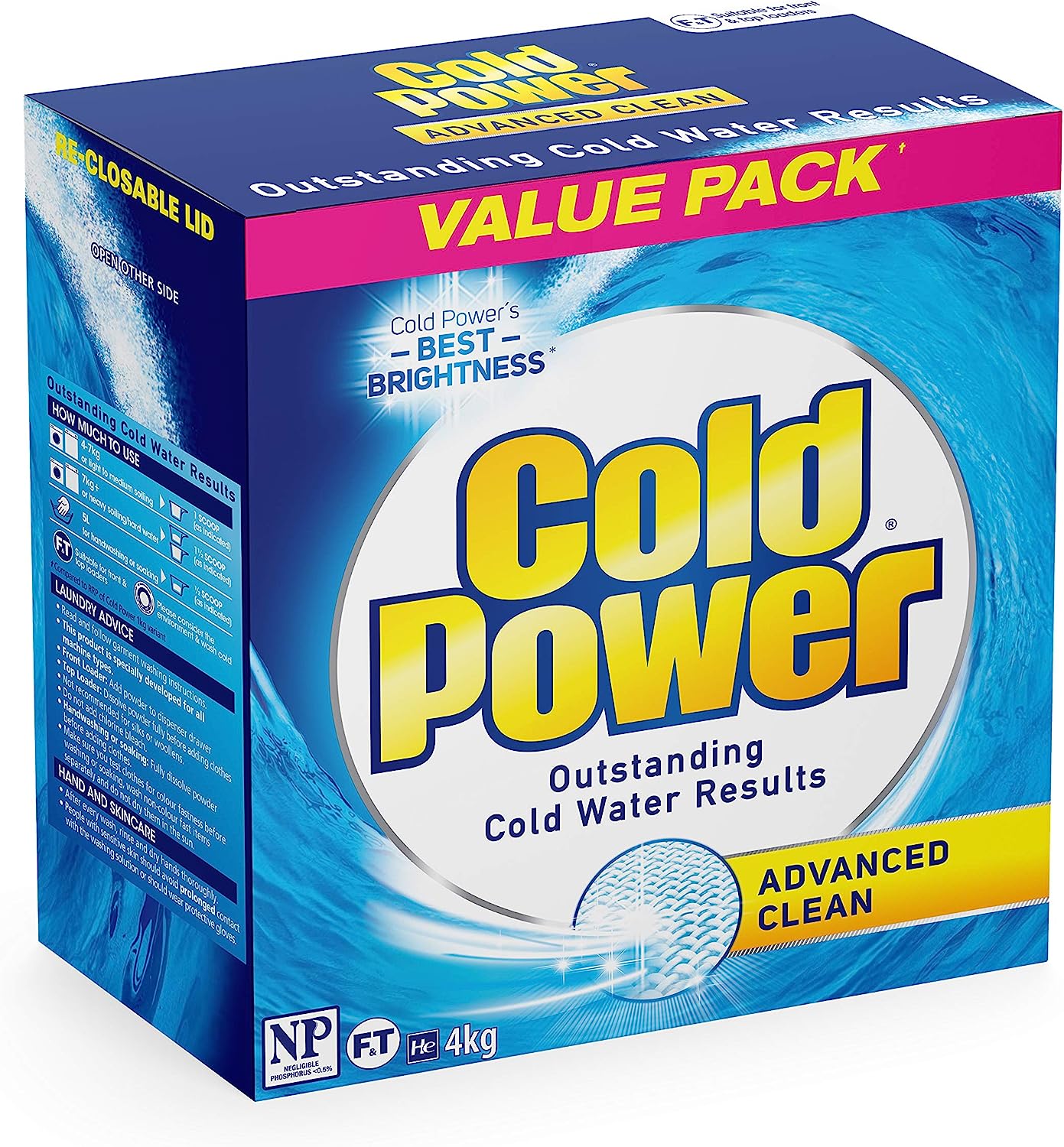 Cold Power Advanced Clean, Powder Laundry Detergent, 4kg