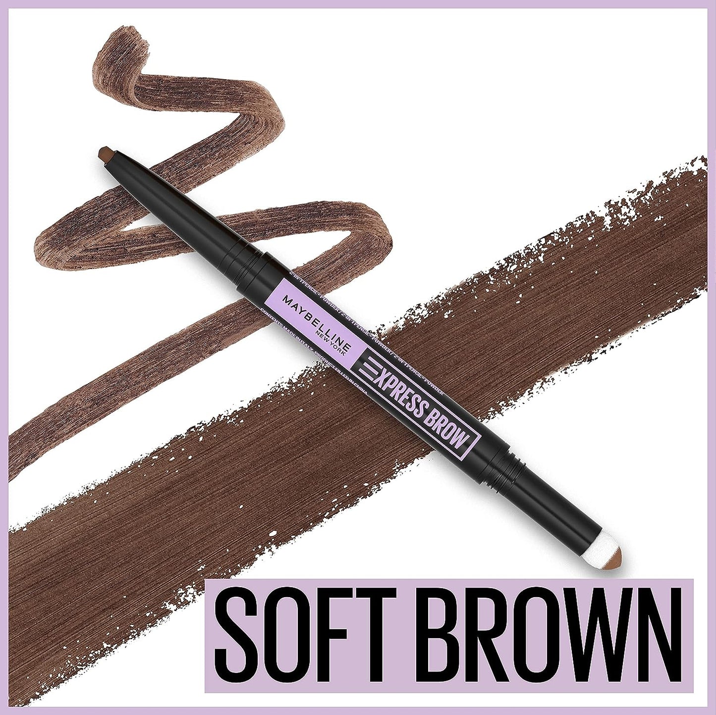 Maybelline New York Express Brow 2-In-1 Pencil and Powder Eyebrow Makeup, Soft Brown, 1 Count