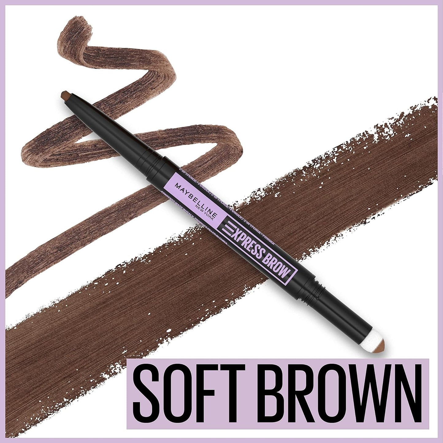 Maybelline Express Brow 2-In-1 Pencil and Powder Eyebrow Makeup, Soft Brown, 1 Count