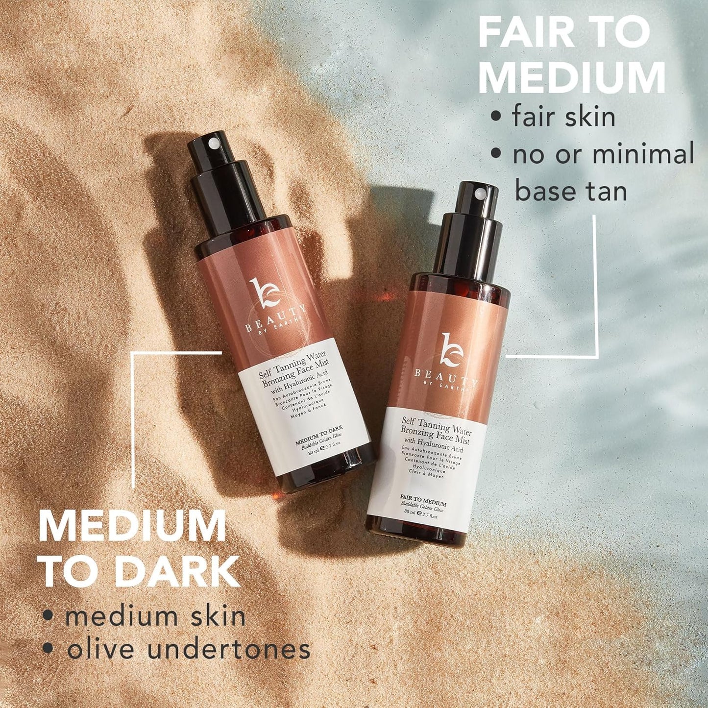 Beauty by Earth Self Tanning Face Mist - Fair to Medium Fake Tan Face Tanning Spray - Sunless Tanning Spray Facial Tanner - Face Tan Spray - Tanning Water Spray - Face Tanner Mist