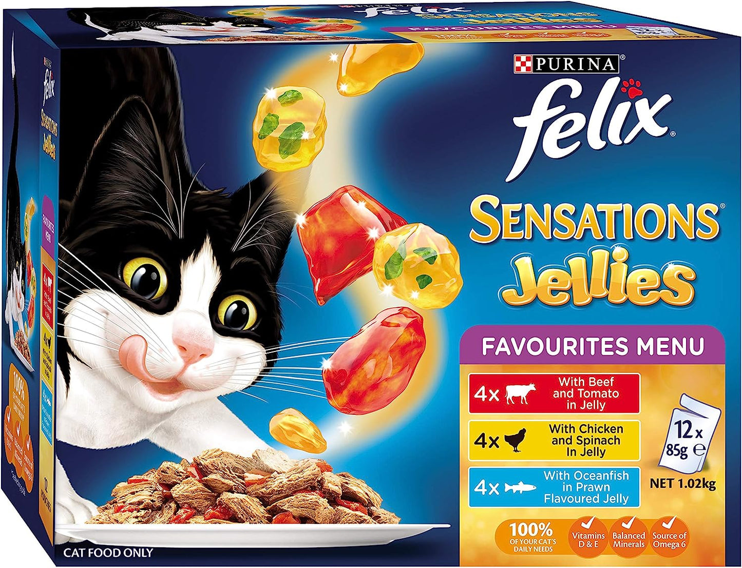 Felix Sensations Jellies - Favourites Menu, Adult and Senior, 60x85g