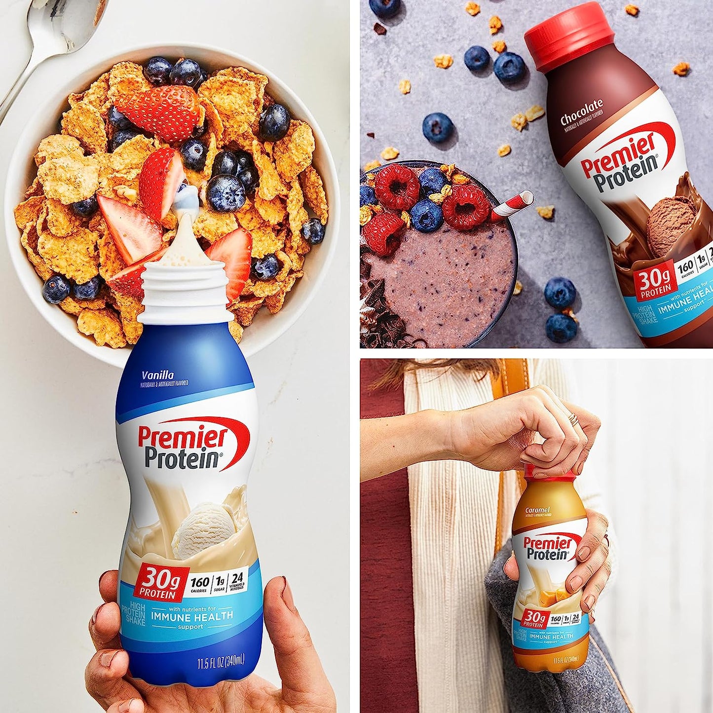 Premier Protein Shake, 8 Flavor Variety Pack, 30g Protein, 1g Sugar, 24 Vitamins & Minerals, Nutrients to Support Immune Health 11.5 Fl Oz, 8 Pack