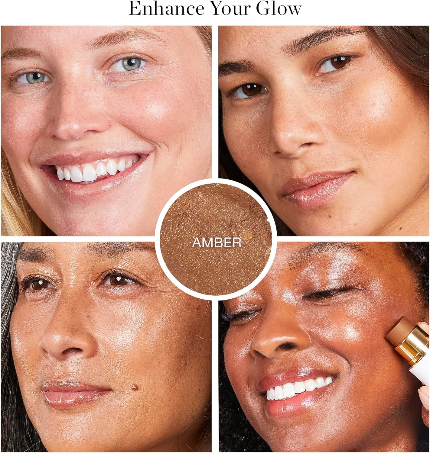 Ogee Sculpted Face Stick (AMBER - SUN KISSED BRONZE) Certified Organic Highlighter Makeup - Multi-Use Bronzer Stick for Face