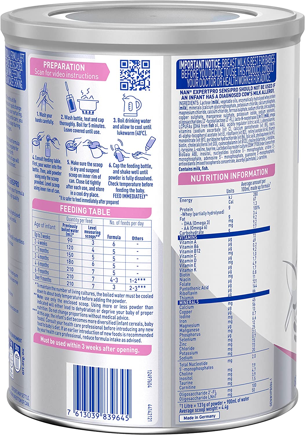 Nestlé NAN EXPERTpro SENSIpro, Suitable from Birth Premium Starter 800gm