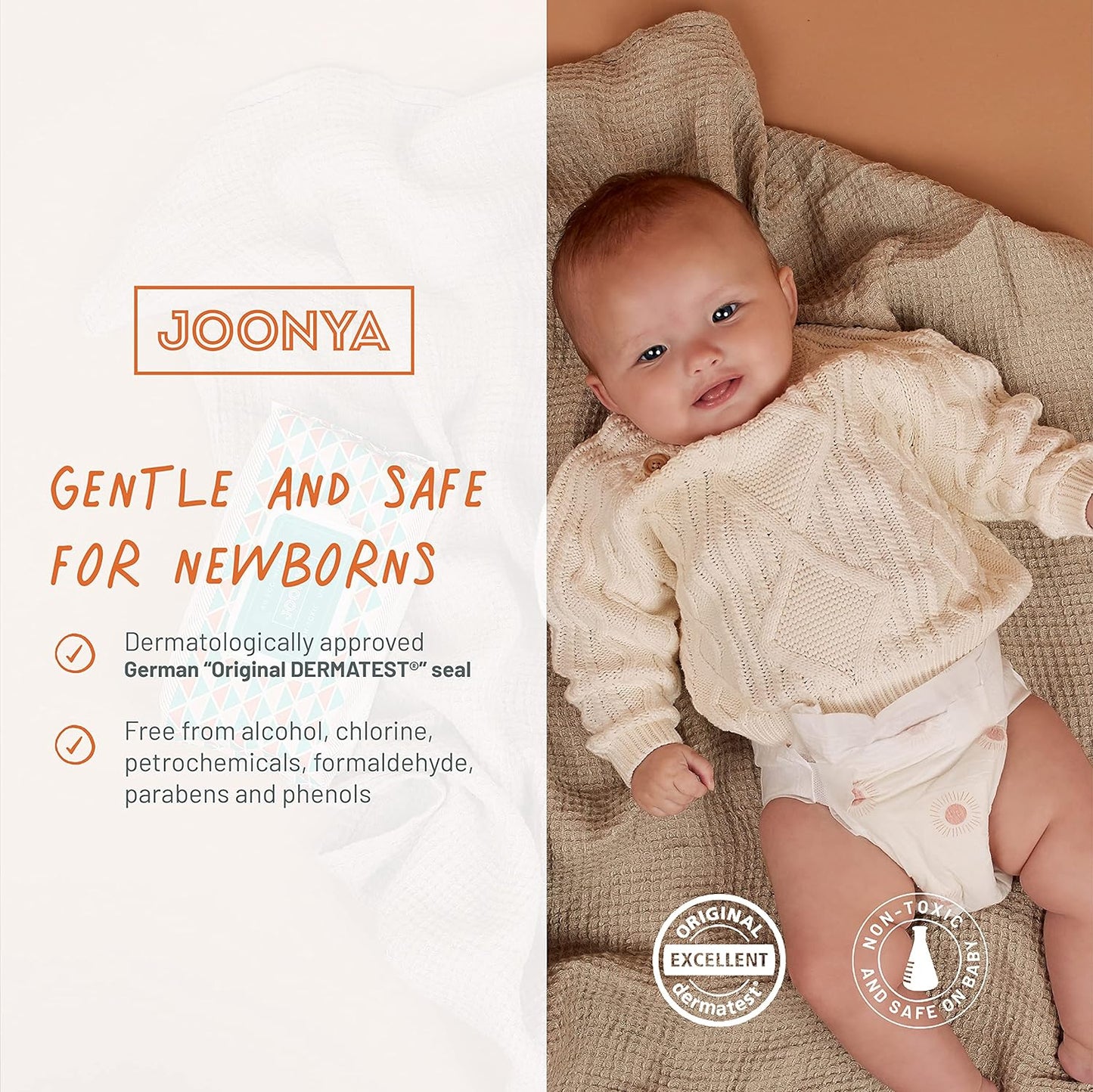Joonya Baby Wipes - Non-Toxic, Biodegradable Baby Wipes for Calm, Healthy Skin - Fragrance Free Baby Wipes - Bulk Baby Wipes - 3 Packs of 80 Nappy Wipes (240)
