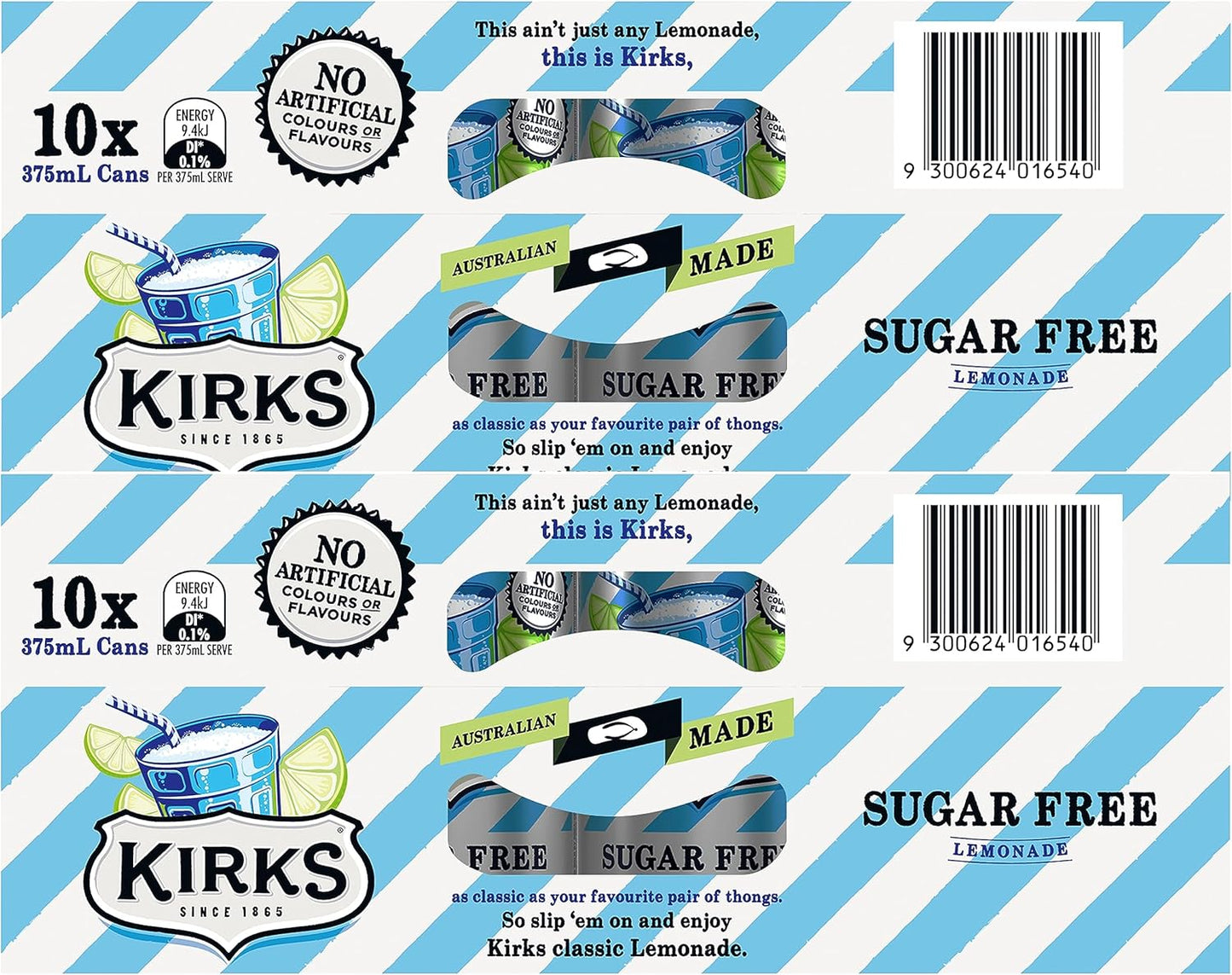 Kirks Lemonade Flavour Sugar Free Soft Drink Multipack Cans 20 x 375 mL