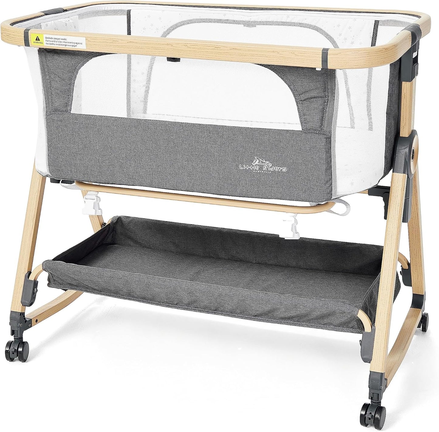 Baby Bassinet Airflow Co-Sleeper, Rocking Crib with Mosquito net - Grey