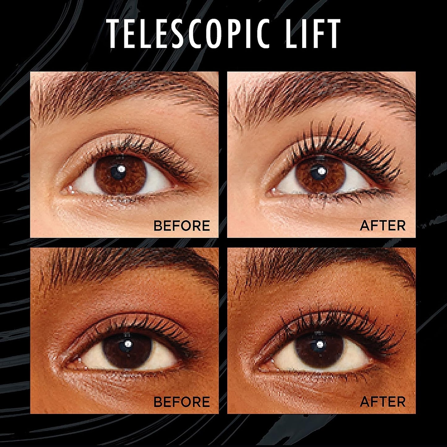 L’Oréal Paris Telescopic Lift Washable Mascara, Lengthening and Volumizing Eye Makeup, Lash Lift with Up to 36HR Wear, Black Brown, 0.33 Fl Oz