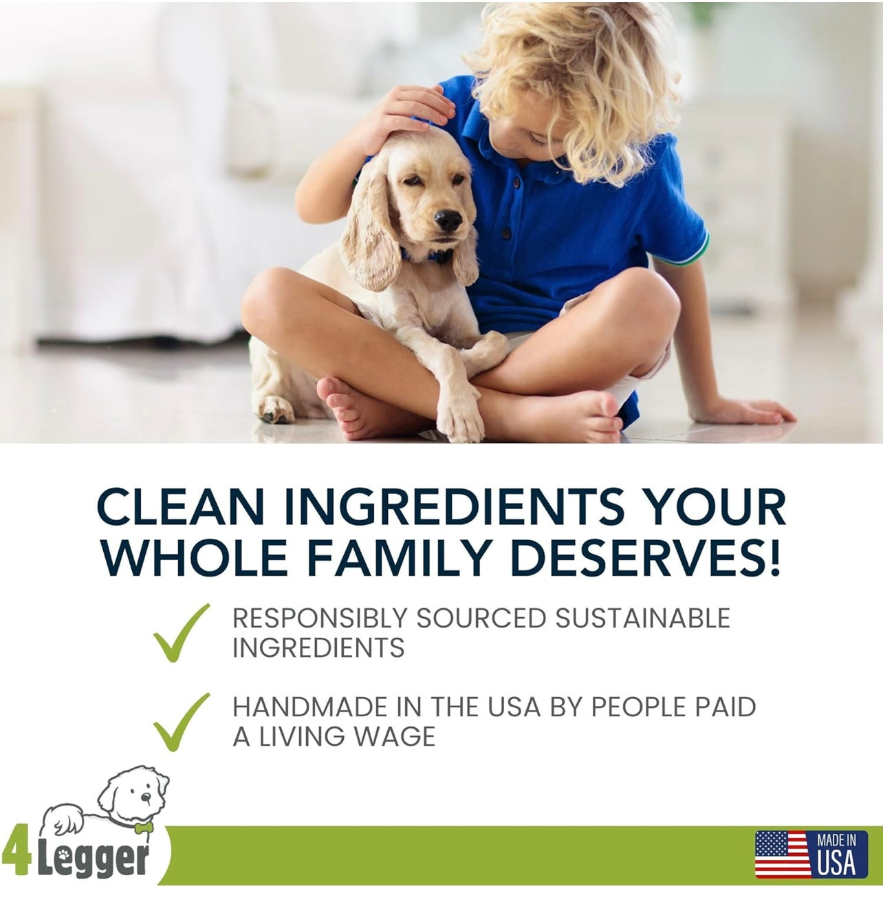4-Legger Certified Organic Dog Shampoo - All Natural and Hypoallergenic with Aloe and Lemongrass, Soothing for Normal, Dry, Itchy or Allergy Sensitive Skin - Biodegradable - Made in USA - 16 oz