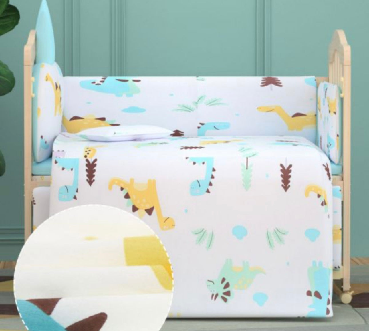 Solid Wood Contemporary Nursery Bed Washed
Natural with Guardrail - Crib & 5-Piece Set 96 × 56 X76cm