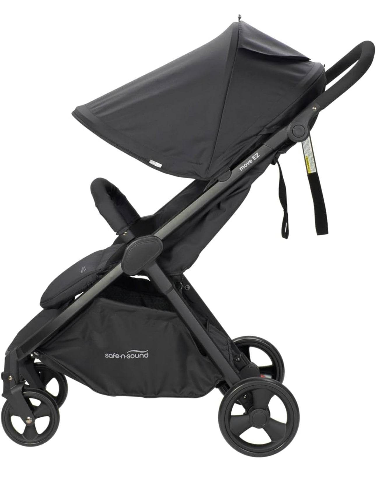 Safe-n-Sound Move EZ Stroller, Quick Fold Ultra Lightweight Travel System with 6kg Basket Capacity, Includes Extra Cup Holder, and Bug Net, Black (37014)