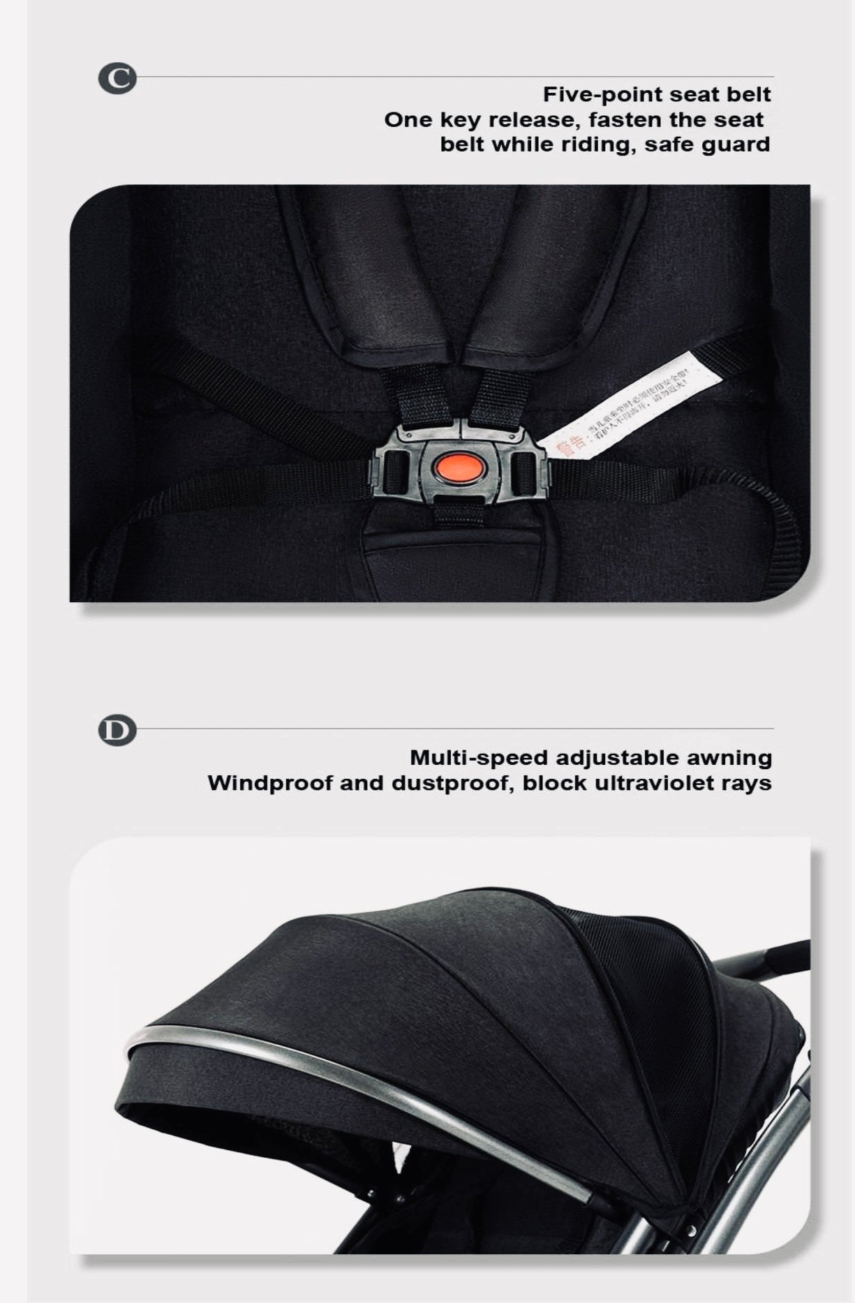 Baby stroller very light and luxurious black stroller from newborn ,easy to carry