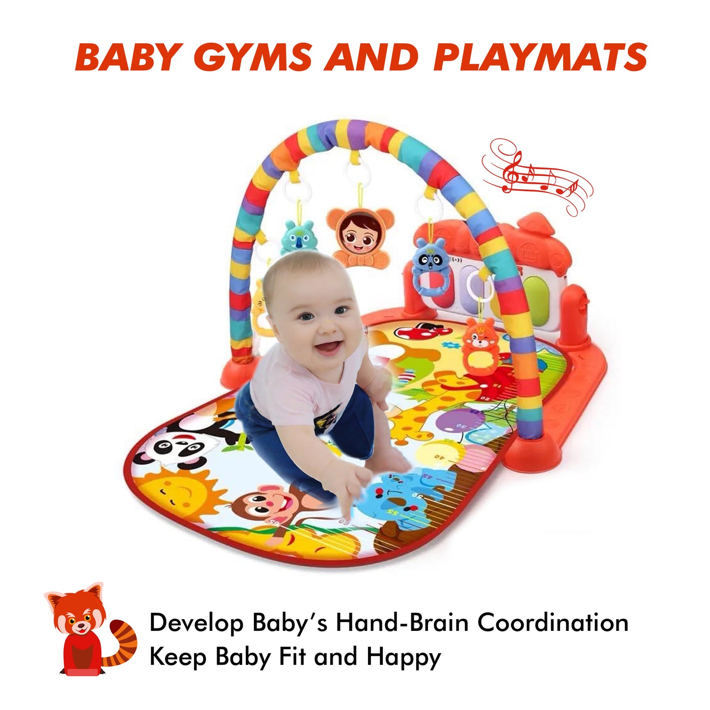 Baby Playmat Deluxe Kick & Play Piano Gym, Green Musical Learning Toy with 2 Rattle Maracas for Developmental Play Newborns 0+ Months