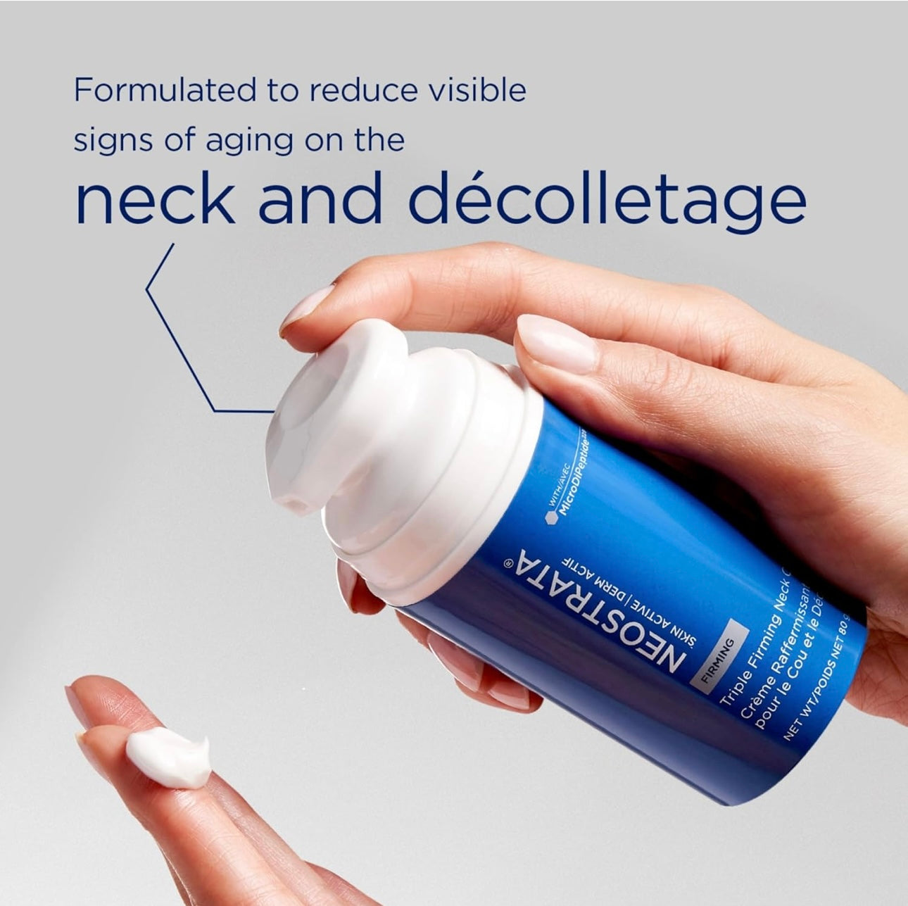 NEOSTRATA Skin Active Triple Firming Neck Cream, Anti-Aging Moisturizer with MicroDiPeptide229 to Tighten and Smooth Wrinkles Neck & Décolletage, Fragrance Free, For all Skin Types, 80g-USA made