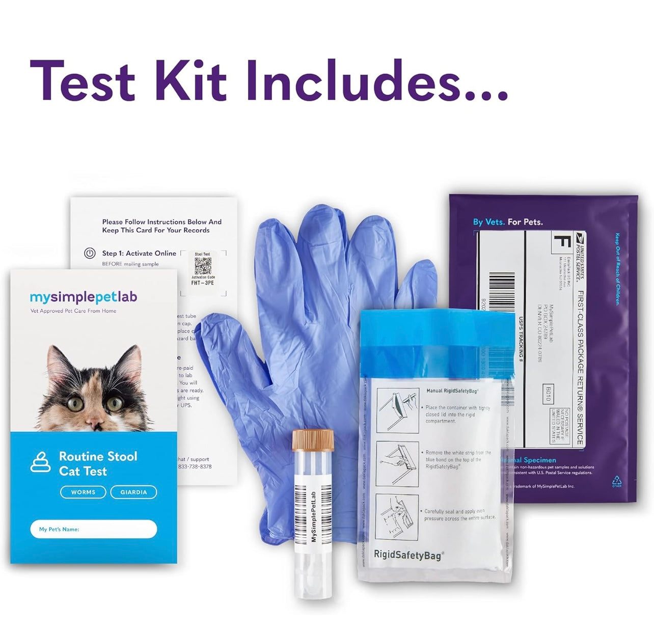 MySimplePetLab Cat Stool Test Kit | Fast and Accurate Cat Worms and Giardia Test | Mail-in Stool Sample Kit for Early Detection of Cat Worms and Giardia