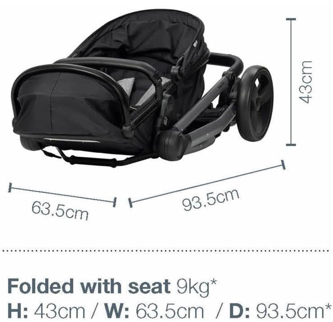 Safe-n-Sound Cosy Lux Stroller, 4 in 1 Comfortable Travel System, XL 10kg Basket Size, Easy Fold, Extra Large UPF 50+ Extendable Canopy, Travel System Compatible, Black (30179)