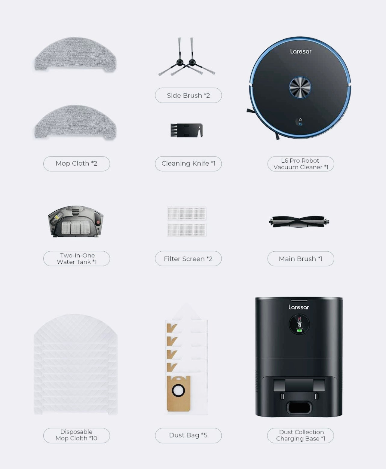 Laresar Robot Vacuum Cleaner with Mop,3500Pa Robotic Vacuum with 3.5L Self Emptying Station,Works with Alexa,Editable Map,Lidar Navigation,3 In 1,Robot Hoover for Pet Hair,Smart App Control(L6 Pro)