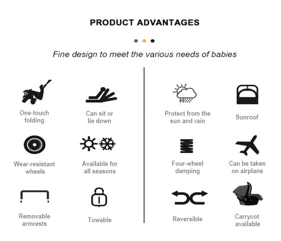 Luxury baby stroller one click foldable and reversible high quality baby stroller 0-36 months