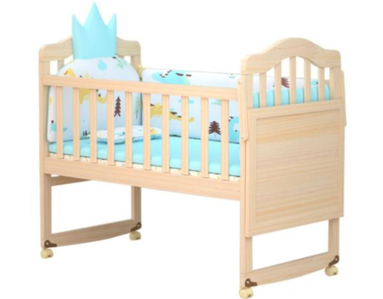 Solid Wood Contemporary Nursery Bed Washed
Natural with Guardrail - Crib & 5-Piece Set 96 × 56 X76cm