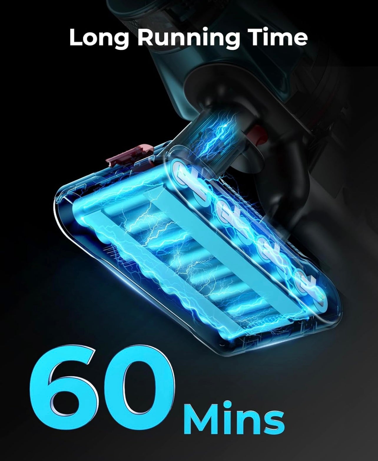 Laresar Cordless Vacuum Cleaner UItra7,45KPa/550W Stick Vacuum,Max 60Mins with Touchscreen,Wall-Mounted Charging,Self-Standing Upright Vacuum,for Pet Hair/Hardfloor/Carpet