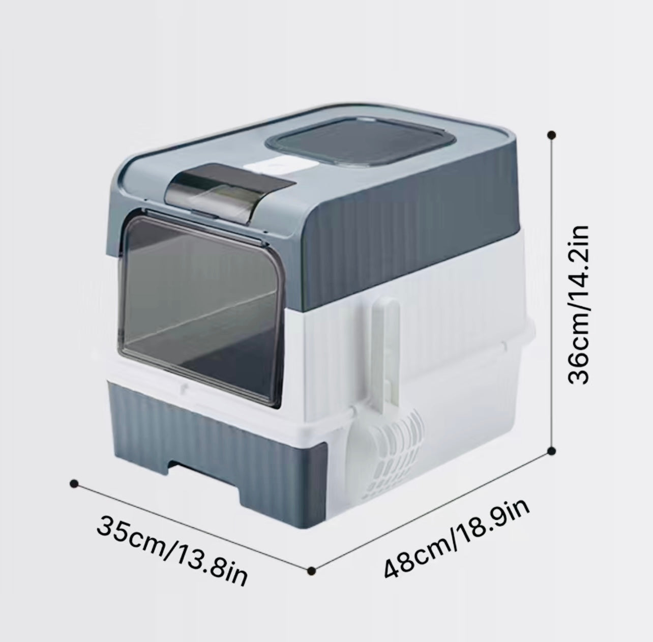 Cat litter drawer with foldable cover and plastic scoop